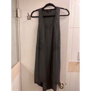 Alexander Wang Laser Cut Racer Back Hi Low Tank Dress Gray Size 6 100% silk EXC